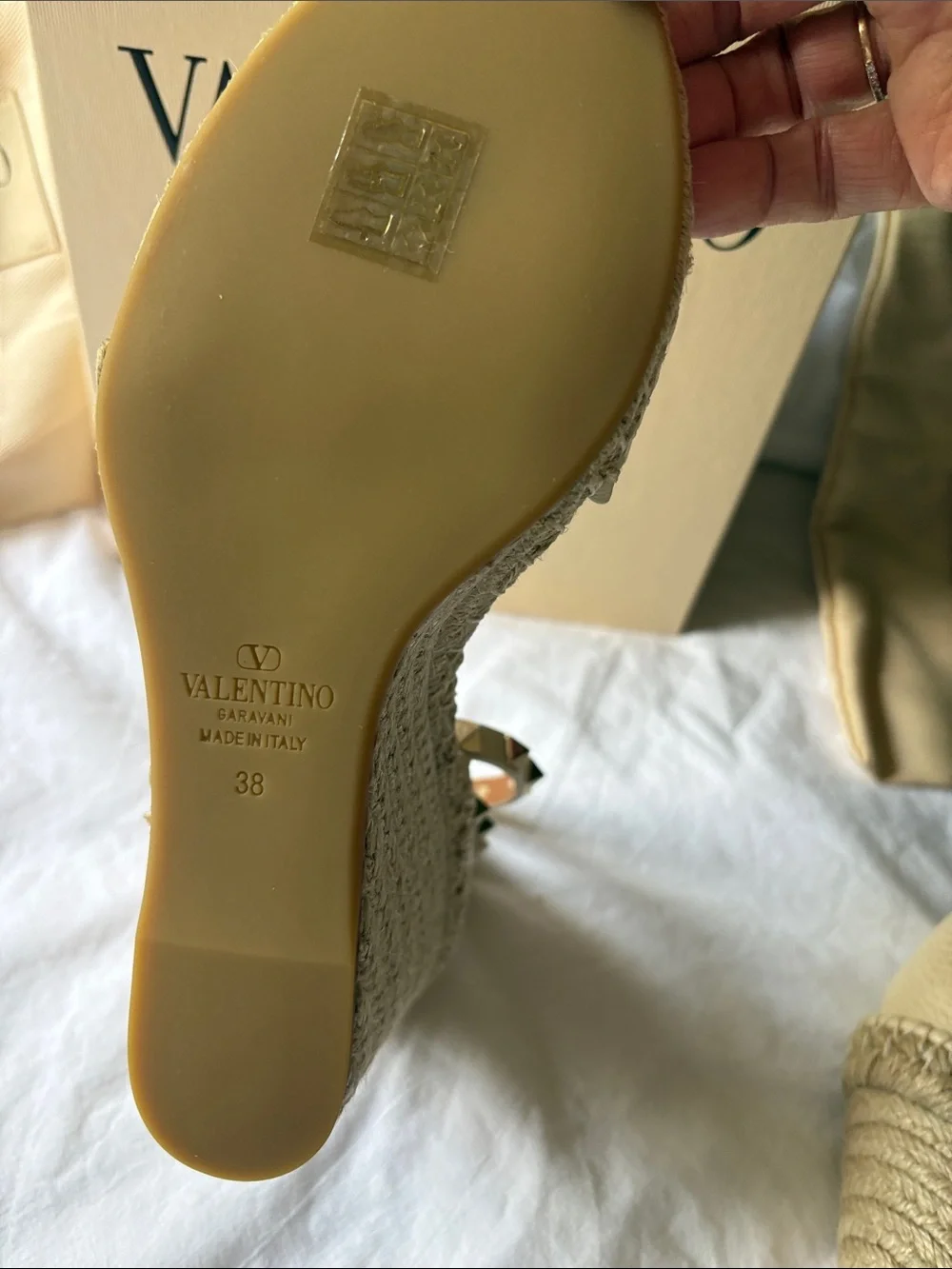Valentino Garavani Women's Ivory Espadrille Wedge Sandals